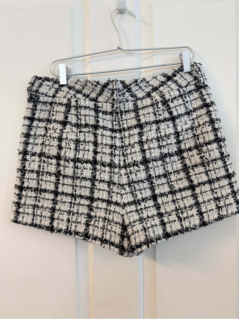 Alice + Olivia Black and White Tweed Shorts